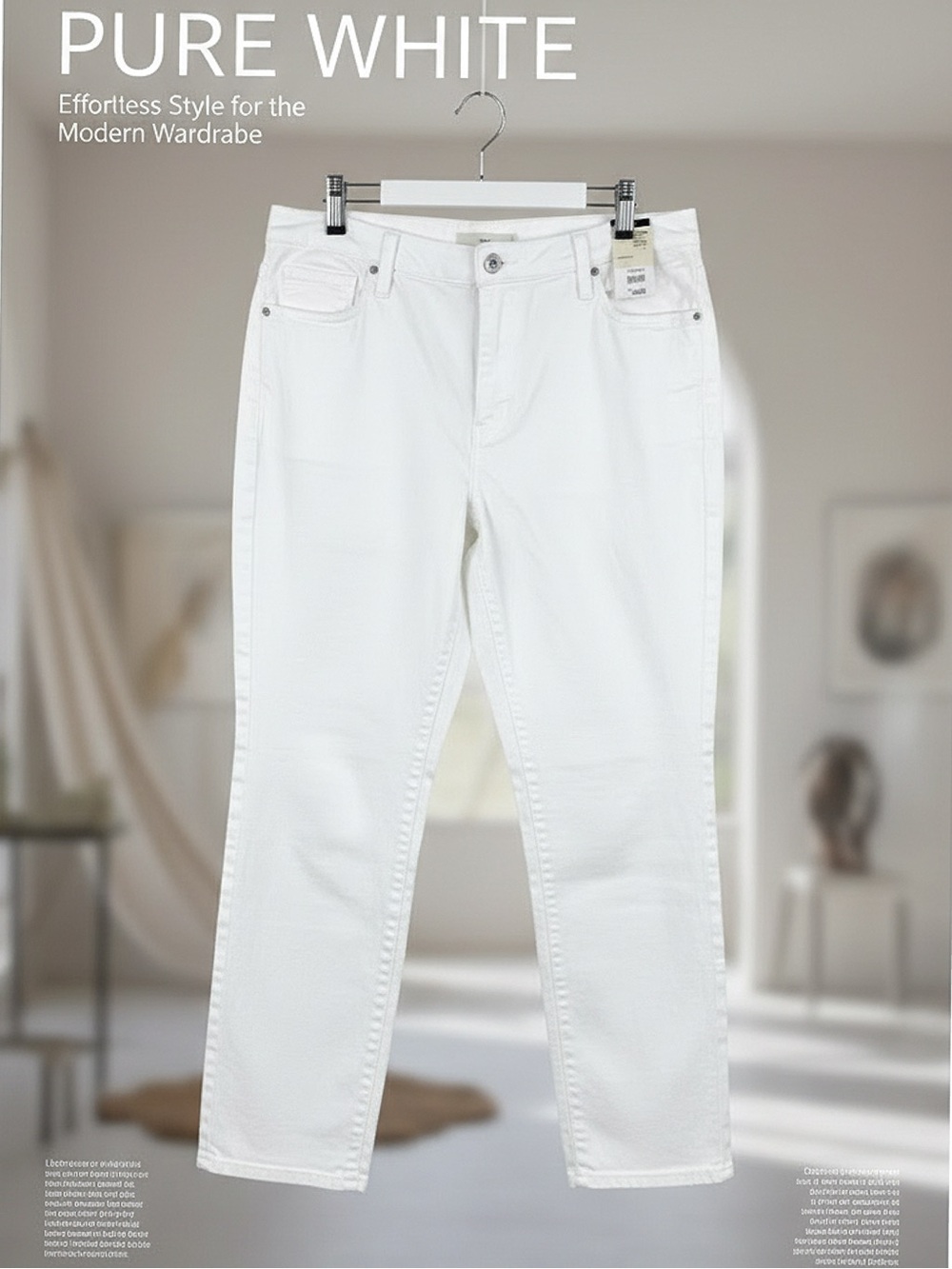 Terra & Sky Pure White Straight Leg Jeans • NWT• 22"Waist, 31"Inseam, 14" Rise - Picture 2 of 7